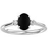 Black Onyx Ring: 1 1/3 Carat Oval Shape Black Onyx and Two Diamond Ring In Sterling Silver Image-1