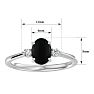 Black Onyx Ring: 1 1/3 Carat Oval Shape Black Onyx and Two Diamond Ring In Sterling Silver Image-5