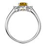 Citrine Ring: 1 1/3 Carat Oval Shape Citrine and Two Diamond Ring In Sterling Silver Image-3