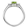 Peridot Ring: 1 1/3 Carat Oval Shape Peridot and Two Diamond Ring In Sterling Silver Image-3