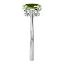 Peridot Ring: 1 1/3 Carat Oval Shape Peridot and Two Diamond Ring In Sterling Silver Image-4