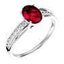 Ruby Ring: 1 1/2 Carat Oval Shape Created Ruby and Diamond Ring In Sterling Silver Image-2