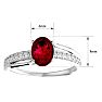 Ruby Ring: 1 1/2 Carat Oval Shape Created Ruby and Diamond Ring In Sterling Silver Image-5