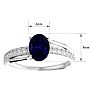 Sapphire Ring: 1 1/2 Carat Oval Shape Created Sapphire and Diamond Ring In Sterling Silver Image-5