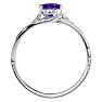 Amethyst Ring: 1 1/2 Carat Oval Shape Amethyst and Diamond Ring In Sterling Silver Image-3