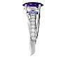 Amethyst Ring: 1 1/2 Carat Oval Shape Amethyst and Diamond Ring In Sterling Silver Image-4