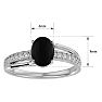 Black Onyx Ring: 1 1/2 Carat Oval Shape Black Onyx and Diamond Ring In Sterling Silver Image-5