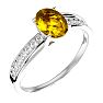 Citrine Ring: 1 1/2 Carat Oval Shape Citrine and Diamond Ring In Sterling Silver Image-2
