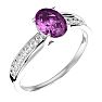 Pink Sapphire Ring: 1 1/2 Carat Oval Shape Created Pink Sapphire and Diamond Ring In Sterling Silver Image-2