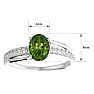 Peridot Ring: 1 1/2 Carat Oval Shape Peridot and Diamond Ring In Sterling Silver Image-5