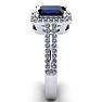 Sapphire Ring: 1 1/2 Carat Octagon Shape Created Sapphire and Halo Diamond Ring In Sterling Silver Image-4