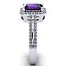 Amethyst Ring: 1 1/2 Carat Octagon Shape Amethyst and Halo Diamond Ring In Sterling Silver Image-4