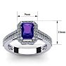 Amethyst Ring: 1 1/2 Carat Octagon Shape Amethyst and Halo Diamond Ring In Sterling Silver Image-5