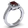 Garnet Ring: 1 1/2 Carat Octagon Shape Garnet and Halo Diamond Ring In Sterling Silver Image-2