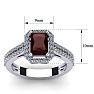 Garnet Ring: 1 1/2 Carat Octagon Shape Garnet and Halo Diamond Ring In Sterling Silver Image-5