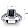 Black Onyx Ring: 1 1/2 Carat Octagon Shape Black Onyx and Halo Diamond Ring In Sterling Silver Image-5