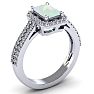 Opal Ring: 1 1/2 Carat Octagon Shape Created Opal and Halo Diamond Ring In Sterling Silver Image-2