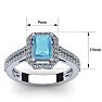 Aquamarine Ring: 1 1/2 Carat Octagon Shape Aquamarine and Halo Diamond Ring In Sterling Silver Image-5