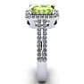 Peridot Ring: 1 1/2 Carat Octagon Shape Peridot and Halo Diamond Ring In Sterling Silver Image-4