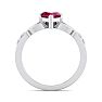 Ruby Ring: 1 Carat Heart Shape Created Ruby and Diamond Claddagh Ring In Sterling Silver Image-3