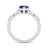 Amethyst Ring: 1 Carat Heart Shape Amethyst and Diamond Claddagh Ring In Sterling Silver Image-3