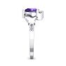 Amethyst Ring: 1 Carat Heart Shape Amethyst and Diamond Claddagh Ring In Sterling Silver Image-4