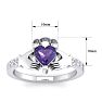 Amethyst Ring: 1 Carat Heart Shape Amethyst and Diamond Claddagh Ring In Sterling Silver Image-5