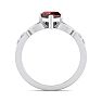 Garnet Ring: 1 Carat Heart Shape Garnet and Diamond Claddagh Ring In Sterling Silver Image-3