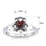 Garnet Ring: 1 Carat Heart Shape Garnet and Diamond Claddagh Ring In Sterling Silver Image-5