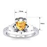 Citrine Ring: 1 Carat Heart Shape Citrine and Diamond Claddagh Ring In Sterling Silver Image-5