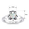 Opal Ring: 1 Carat Heart Shape Created Opal and Diamond Claddagh Ring In Sterling Silver Image-5