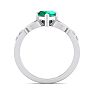 Emerald Ring: 1 Carat Heart Shape Created Emerald and Diamond Claddagh Ring In Sterling Silver Image-3