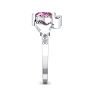 Pink Sapphire Ring: 1 Carat Heart Shape Created Pink Sapphire and Diamond Claddagh Ring In Sterling Silver Image-4