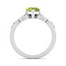 Peridot Ring: 1 Carat Heart Shape Peridot and Diamond Claddagh Ring In Sterling Silver Image-3