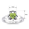 Peridot Ring: 1 Carat Heart Shape Peridot and Diamond Claddagh Ring In Sterling Silver Image-5