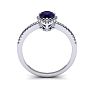 Amethyst Ring: 1 Carat Pear Shape Amethyst and Halo Diamond Ring In Sterling Silver Image-4