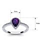 Amethyst Ring: 1 Carat Pear Shape Amethyst and Halo Diamond Ring In Sterling Silver Image-5