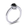 Black Onyx Ring: 1 Carat Pear Shape Black Onyx and Halo Diamond Ring In Sterling Silver Image-2