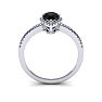 Black Onyx Ring: 1 Carat Pear Shape Black Onyx and Halo Diamond Ring In Sterling Silver Image-4