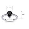 Black Onyx Ring: 1 Carat Pear Shape Black Onyx and Halo Diamond Ring In Sterling Silver Image-5