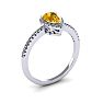 Citrine Ring: 1 Carat Pear Shape Citrine and Halo Diamond Ring In Sterling Silver Image-2
