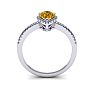 Citrine Ring: 1 Carat Pear Shape Citrine and Halo Diamond Ring In Sterling Silver Image-4