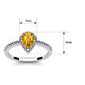 Citrine Ring: 1 Carat Pear Shape Citrine and Halo Diamond Ring In Sterling Silver Image-5