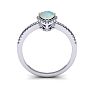 Opal Ring: 1 Carat Pear Shape Created Opal and Halo Diamond Ring In Sterling Silver Image-4