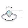 Opal Ring: 1 Carat Pear Shape Created Opal and Halo Diamond Ring In Sterling Silver Image-5