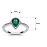 Emerald Ring: 1 Carat Pear Shape Created Emerald and Halo Diamond Ring In Sterling Silver Image-5