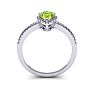 Peridot Ring: 1 Carat Pear Shape Peridot and Halo Diamond Ring In Sterling Silver Image-4