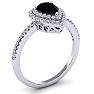 Black Onyx Ring: 1 Carat Pear Shape Black Onyx and Double Halo Diamond Ring In Sterling Silver Image-2
