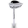 Black Onyx Ring: 1 Carat Pear Shape Black Onyx and Double Halo Diamond Ring In Sterling Silver Image-4