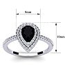 Black Onyx Ring: 1 Carat Pear Shape Black Onyx and Double Halo Diamond Ring In Sterling Silver Image-5